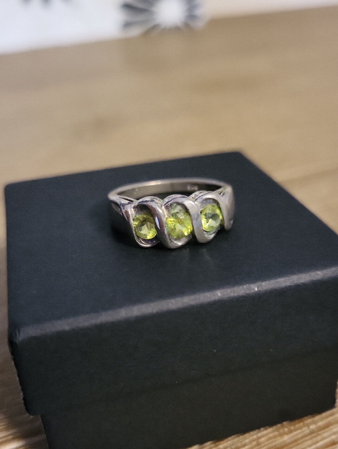 Sterling Silver Peridot Triple-Stone Ring -